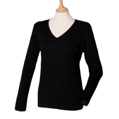 Henbury Ladies Lightweight Cotton Acrylic V Neck Sweater Thumbnail