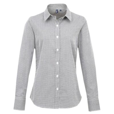 Premier Ladies Gingham Long Sleeve Shirt Thumbnail